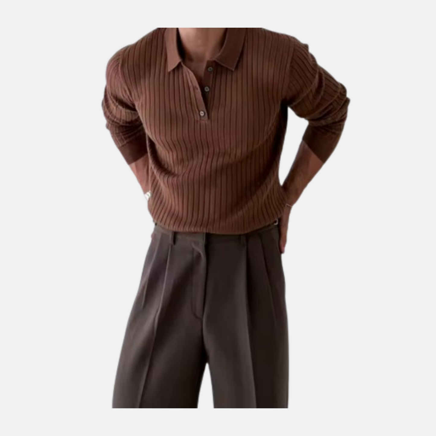 Ribbed Utopian Long Sleeve Polo