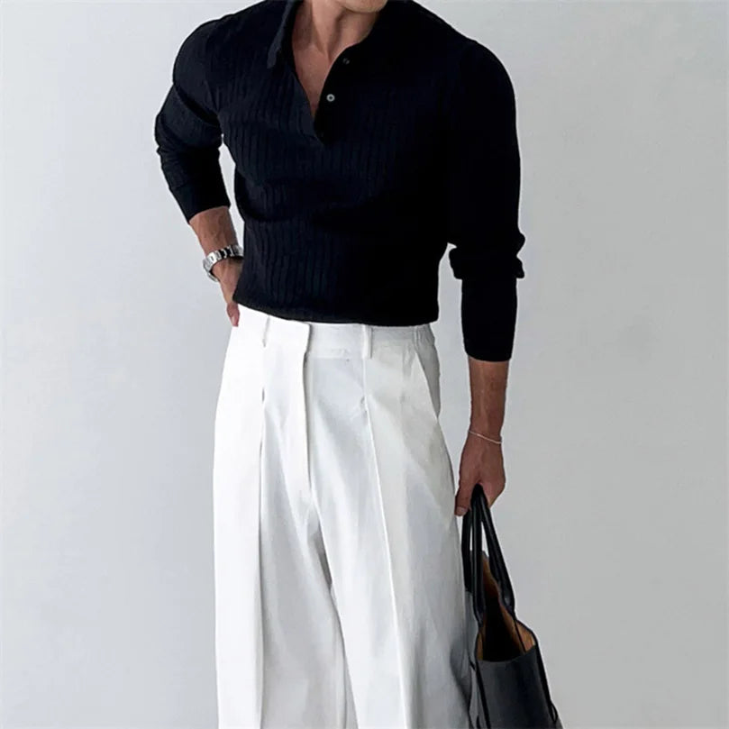 Ribbed Utopian Long Sleeve Polo