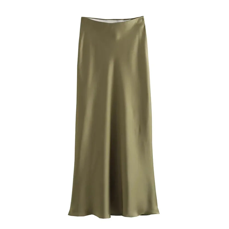 Madison Satin Midi Skirt