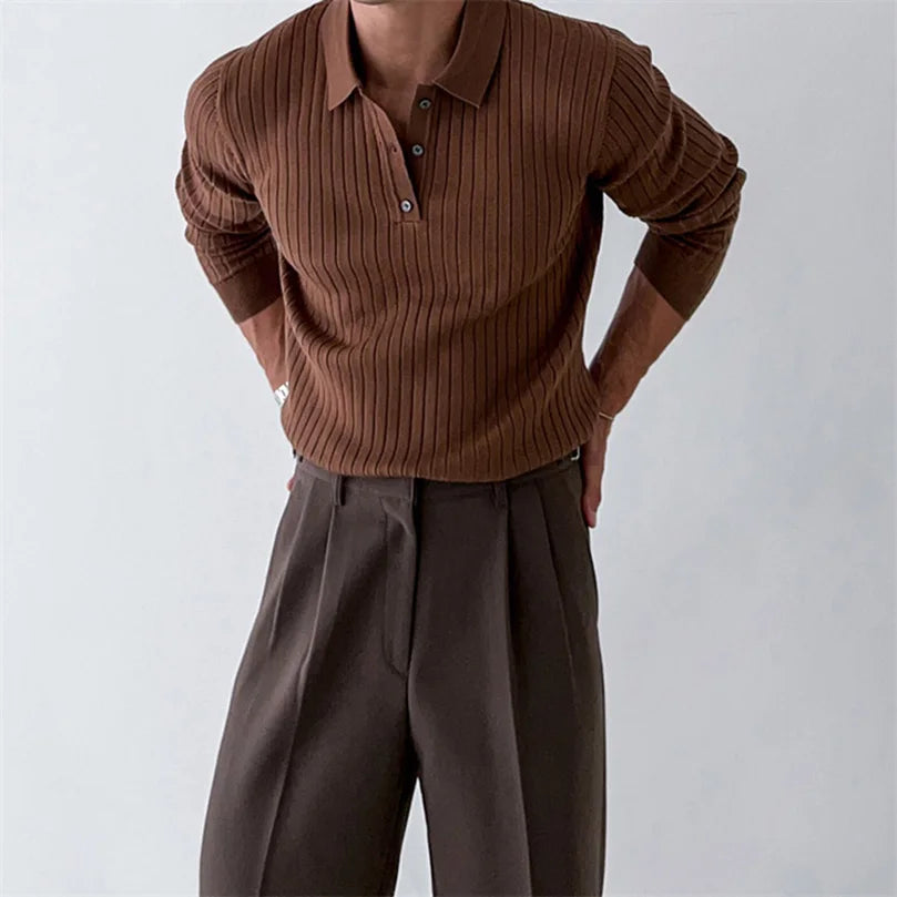 Ribbed Utopian Long Sleeve Polo