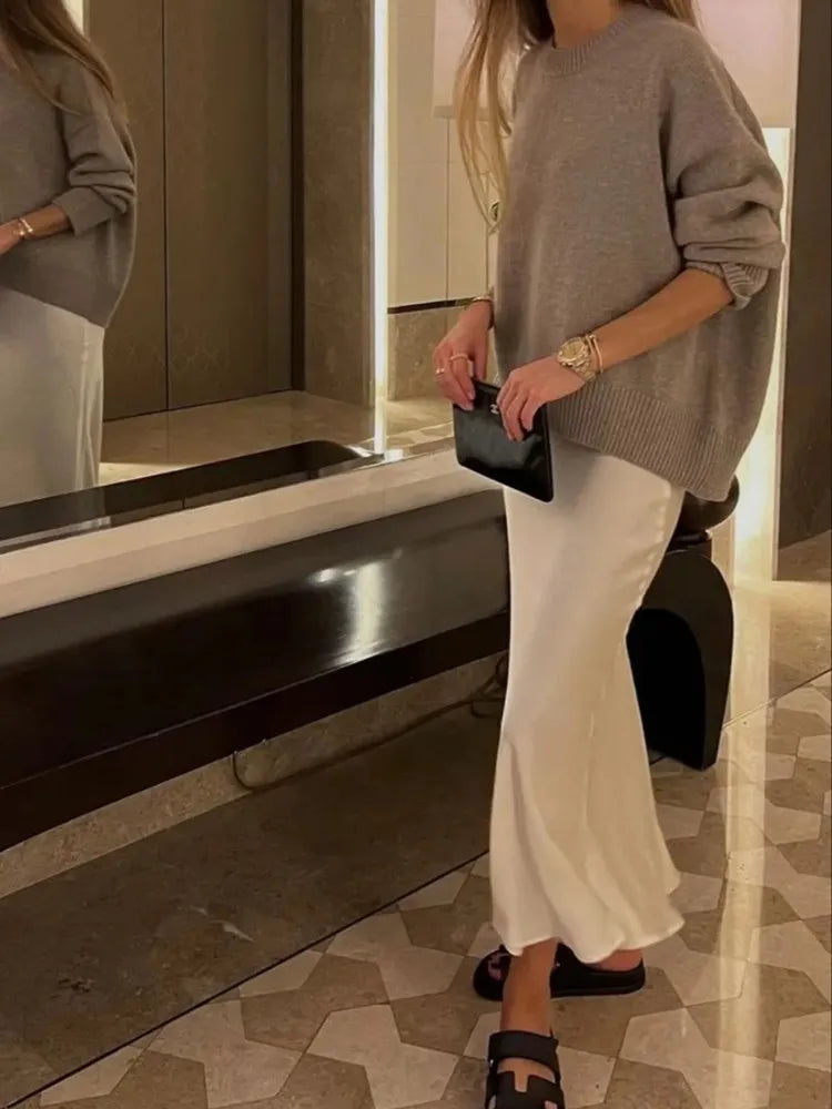 Madison Satin Midi Skirt